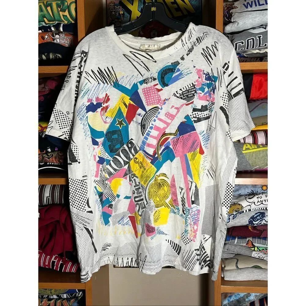 Vintage 90s Barry Shaikor AOP Abstract Art Tee